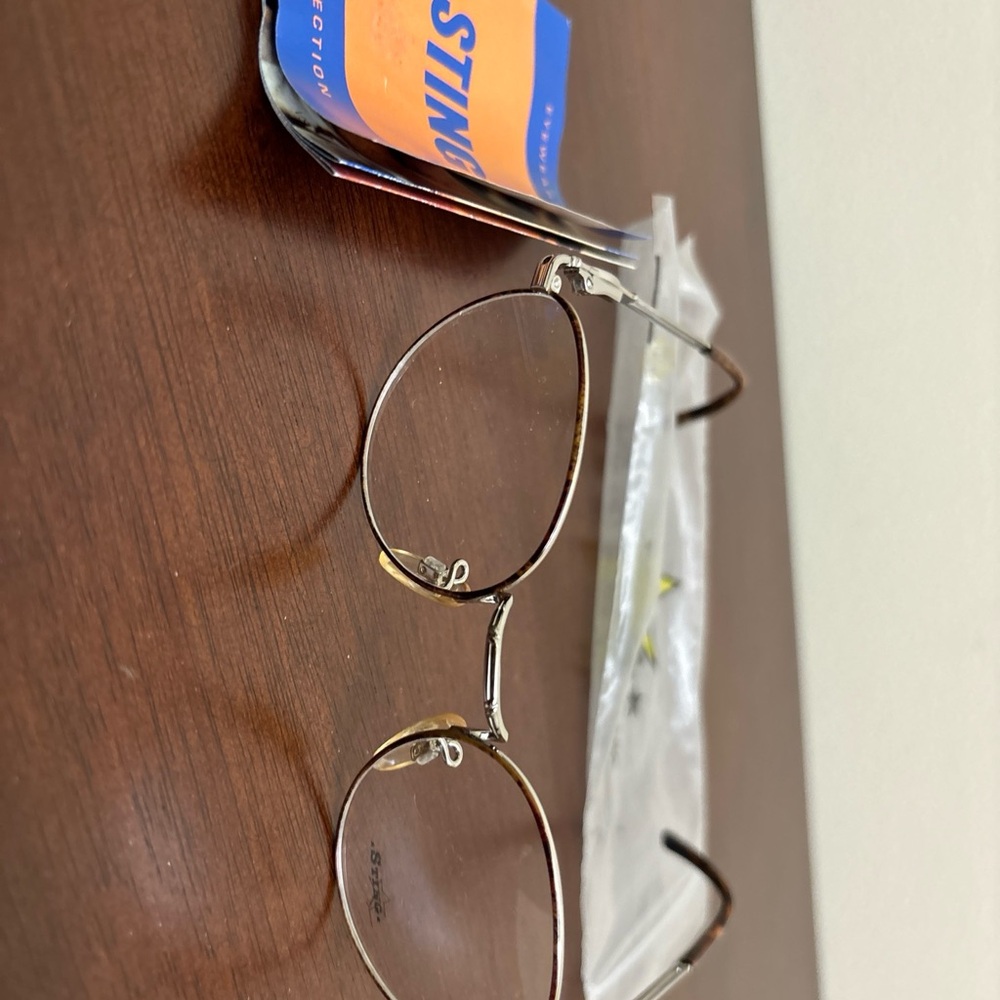 Sting 4153 Eyeglasses Frames Tortoise Gold Round Full Rim Silver